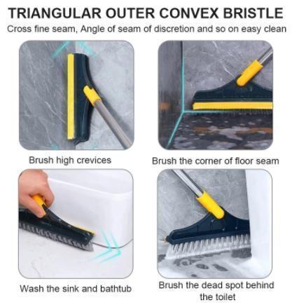 Floor Brush- 2 In 1 Long Handle Wiper Stiff