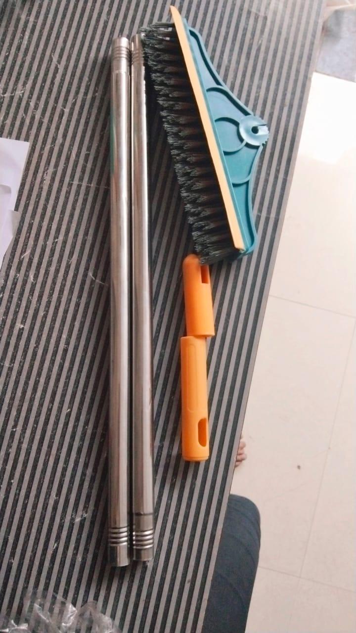 Floor Brush- 2 In 1 Long Handle Wiper Stiff